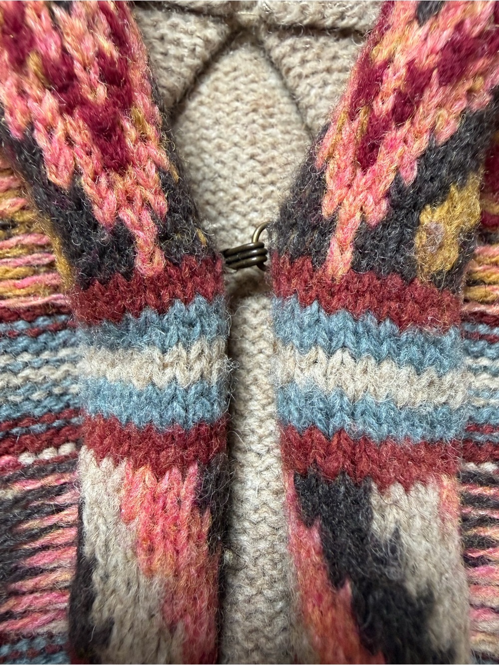 Free People Fair Isle Cardigan M Coastal Grandmother Fisherman Wool - Picture 14 of 15